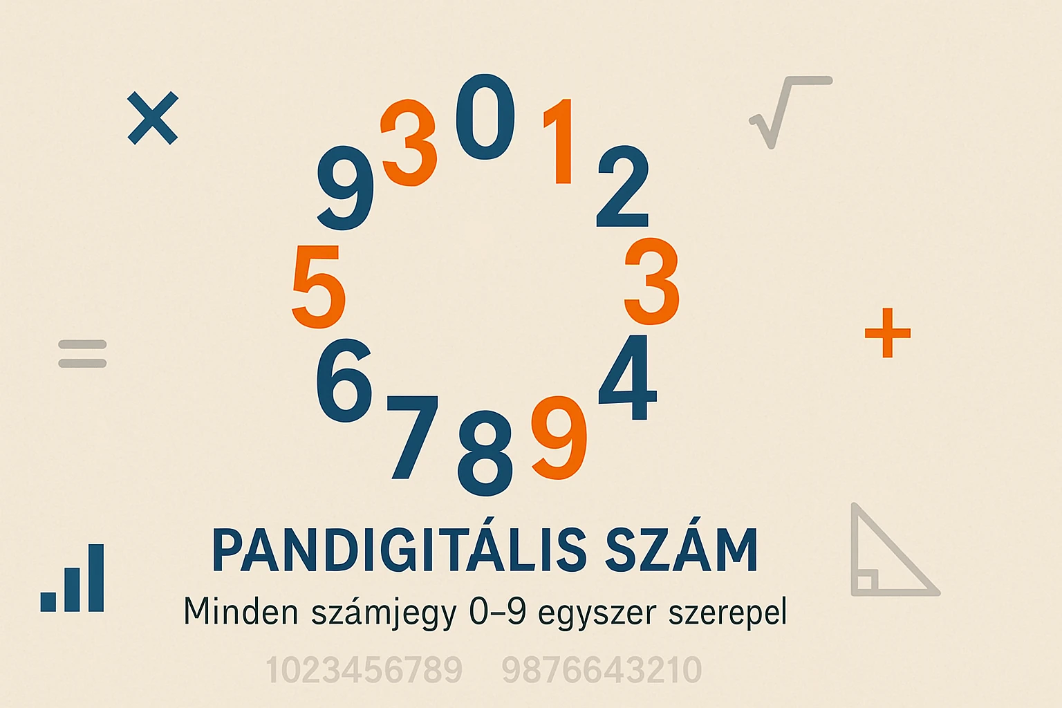Színes számjegyek körben elrendezve, pandigitális számok bemutatása.